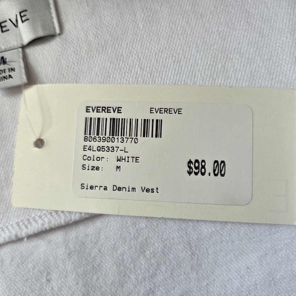 EVEREVE NWT Sierra Denim Vest White Medium - Picture 6 of 8